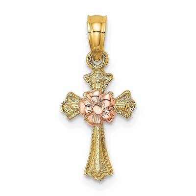 Cross with Small Flower Charm 14k Two-tone Gold K9097, MPN: K9097, 637218041268