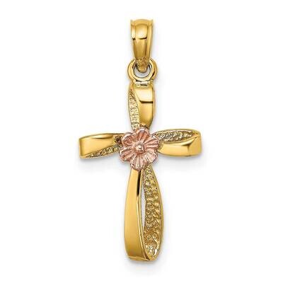 Twisted Cross with Heart Charm 14k Two-tone Gold K9091, MPN: K9091, 637218041404