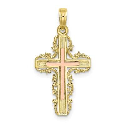 Lace Trim Cross Charm 10k Two-Tone Gold  10K9059, MPN: 10K9059, 63721815322