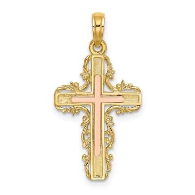 Lace Trim Cross Charm 14k Two-tone Gold K9059, MPN: K9059, 637218036127