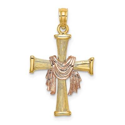 Finish Cross with Drape Charm 14k Two-Tone Gold K9081, MPN: K9081, 637218041312