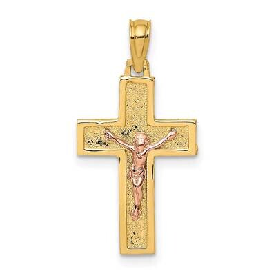 Crucifix On Block Cross Charm 14k Two-tone Gold K9057, MPN: K9057, 637218036103