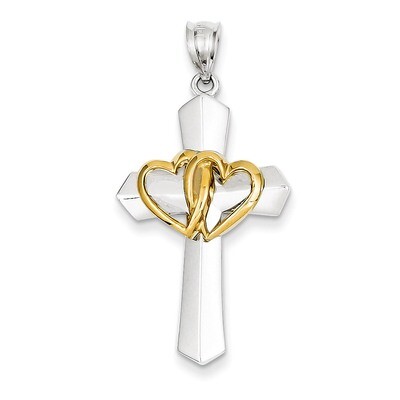Cross with Hearts Pendant 14k Two-Tone Gold K5022, MPN: K5022, 883957457352