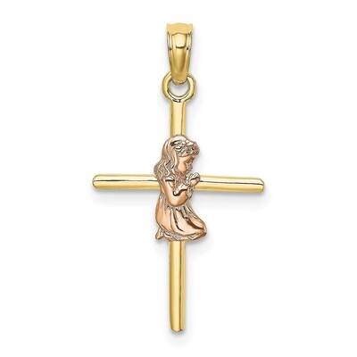 Two-Tone 2-D Girl On Cross Charm 10k Gold 10K9108, MPN: 10K9108,