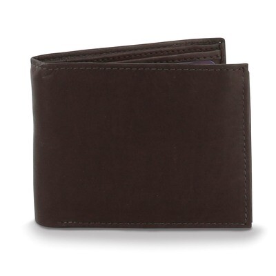 Brown Leather Bifold Wallet with Center Flap Engravable GM20647, MPN: GM20647, 892925157101