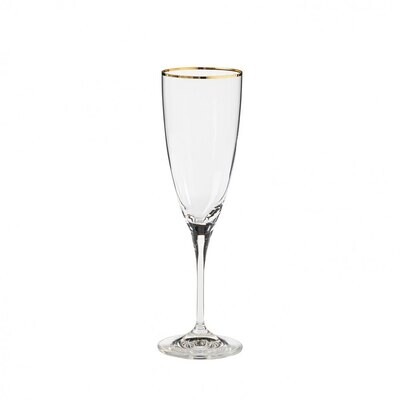 Casafina Sensa Clear With Golden Rim Flute with Golden Rim 8 Oz Set of 6 CFV0076-CGD, MPN: CFV0076-…