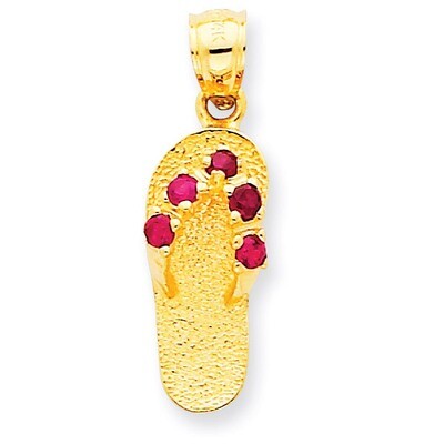 January Synthetic Diamond Birthstone Flip Flop Pendant 14k Gold D3421, MPN: D3421, 886774093321