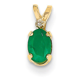 Diamond &amp; Emerald Birthstone Pendant 14k Gold XBE160, MPN: XBE160, 883957239736