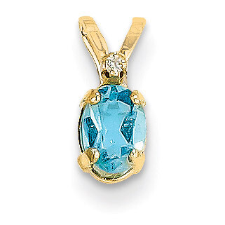 Diamond &amp; Blue Topaz Birthstone Pendant 14k Gold XBE167, MPN: XBE167, 883957241807