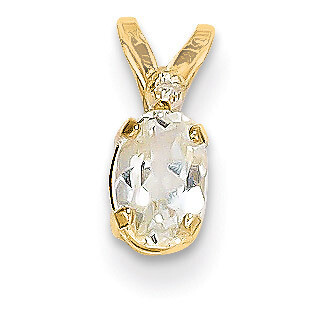 Diamond &amp; White Topaz Birthstone Pendant 14k Gold XBE159, MPN: XBE159, 883957168265