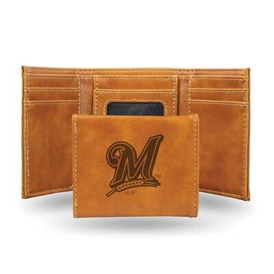MLB Milwaukee Brewers Brown Faux Leather Trifold Wallet GC7655, MPN: GC7655, 767345898333