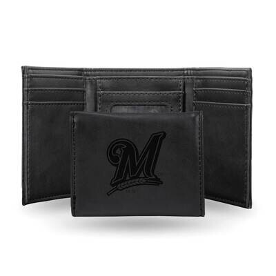 MLB Milwaukee Brewers Black Faux Leather Trifold Wallet GC7654, MPN: GC7654, 767345898326