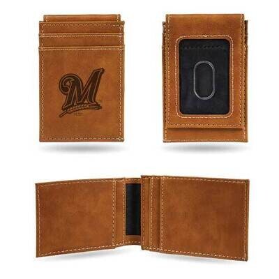 MLB Milwaukee Brewers Brown Faux Leather Front Pocket Wallet GC7409, MPN: GC7409, 767345894342