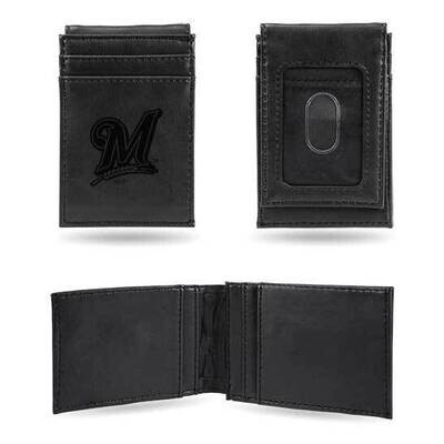 MLB Milwaukee Brewers Black Faux Leather Front Pocket Wallet GC7408, MPN: GC7408, 767345894649
