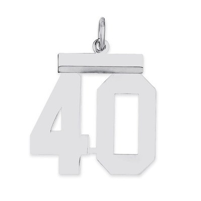 Pendant Number 40 Polished Sterling Silver Medium QMS40, MPN: QMS40, 191101278129