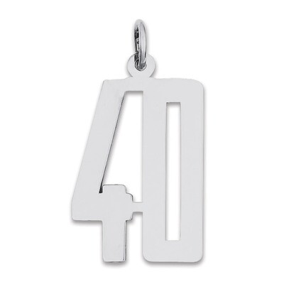 Charm Number 40 Elongated Pol Sterling Silver Small QES40, MPN: QES40, 191101190223