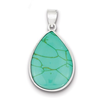 Teardrop Turquoise Pendant Sterling Silver QP1324, MPN: QP1324, 723252537093