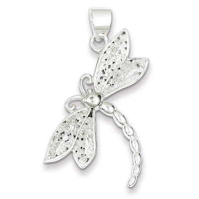 Textured Dragonfly Pendant Sterling Silver Polished QP2140, MPN: QP2140, 723252730289