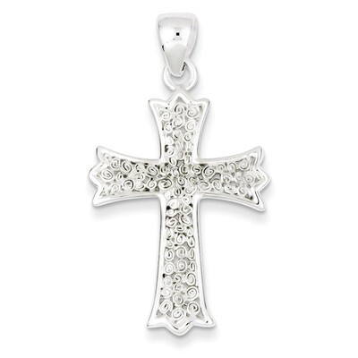 Filigree Cross Pendant Sterling Silver Polished QC6672, MPN: QC6672, 723252730265