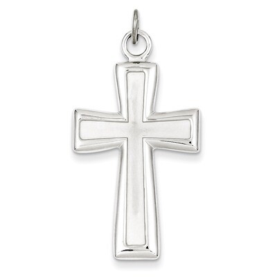 Satin Cross Pendant Sterling Silver Polished QC7240, MPN: QC7240, 883957488615