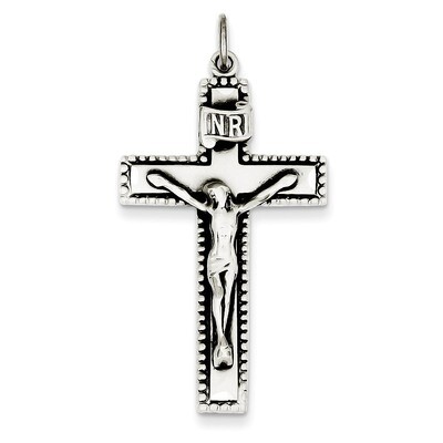 INRI Crucifix Pendant Antiqued Sterling Silver QC5436, MPN: QC5436, 883957529233