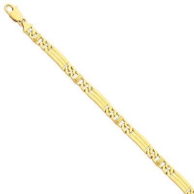 7mm Hand-Polished Fancy Link Chain 9 Inch 14k Gold LK201-9, MPN: LK201-9, 191101650482
