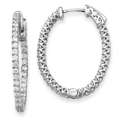 Diamond Oval Hoop with Safety Clasp Earrings 14k White Gold XE2019WAA, MPN: XE2019WAA, 191101381423