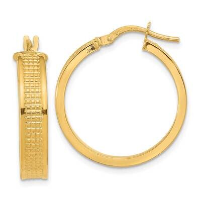 Textured Hoop Earrings 14k Gold Polished TF2019, MPN: TF2019, 883957987293