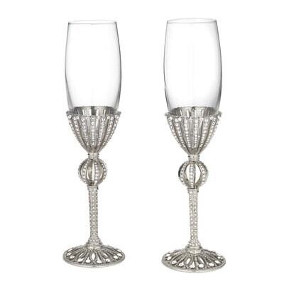 Olivia Riegel Silver Emerson Champagne Flute Set of 2 FL2019, MPN: FL2019,