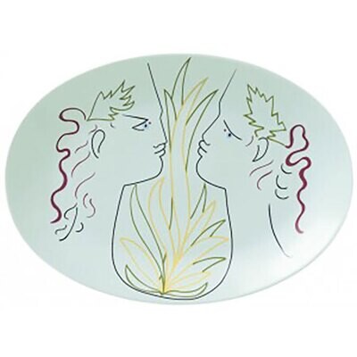 Raynaud Jean Cocteau Oval Platter Green 0662-37-502042, MPN: 0662-37-502042, 3660006744871