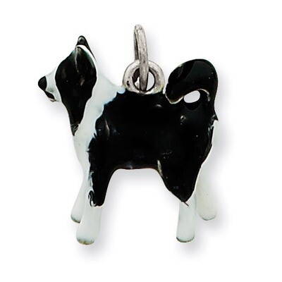 Border Collie Dog Charm Sterling Silver Enameled QC6375, MPN: QC6375, 886774373911