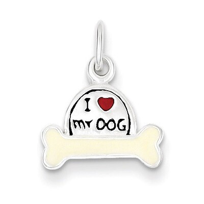 I Love My Dog Charm Sterling Silver Enameled QC7149, MPN: QC7149, 886774760407