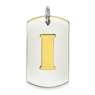 Initial I Double Plate Dog Tag Charm Sterling Silver QC7909I, MPN: QC7909I,