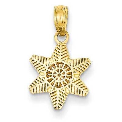 Snowflake Pendant 14k Gold Solid Polished D1133, MPN: D1133, 637218057979