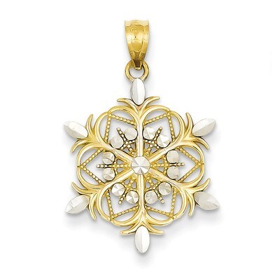 Diamond-cut Snowflake Pendant 14K Gold &amp; Rhodium K3190, MPN: K3190, 886774072463