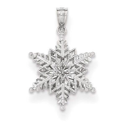 Polished &amp; Textured 2 Level Snowflake Pendant 14k white Gold K5229, MPN: K5229, 191101472305