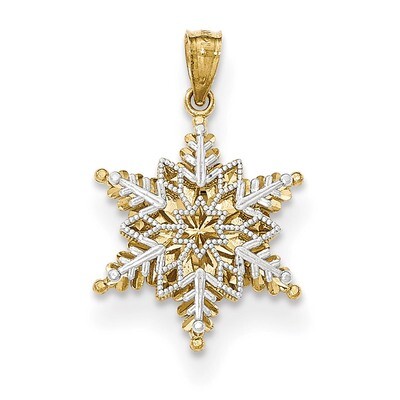Polished &amp; Textured 2 Level Snowflake Pendant 14k Two-Tone Gold K5228, MPN: K5228, 886774617091