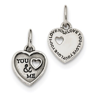 Oxidized You and Me Pendant Sterling Silver Rhodium-plated QC9187, MPN: QC9187, 886774080437