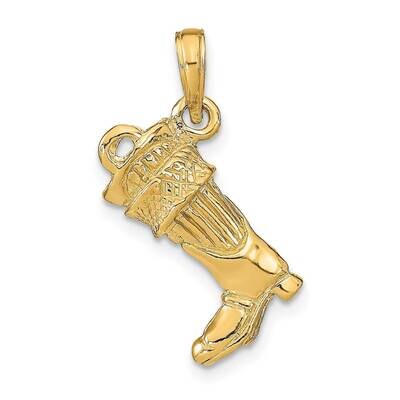 Large Firefighter Boot Pendant 14k Gold 3-D C2265, MPN: C2265, 637218015719