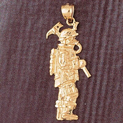 Dazzlers Jewelry Firefighter Pendant Necklace Charm Bracelet in Yellow, White or Rose Gold 4613, MP…