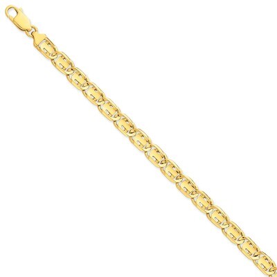 7mm Hand-polished Fancy Link Chain 8 Inch 14k Gold LK200-8, MPN: LK200-8, 886774404615