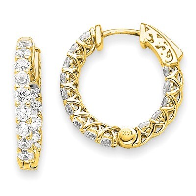 Diamond Round Hoop with Safety Clasp Earrings 14k Gold XE2008AA, MPN: XE2008AA, 191101381195