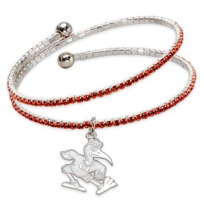 University of Miami Amped Logo Crystal Bracelet UMF077BR-CR