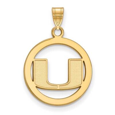 University of Miami Medium Pendant In Circle 10k Yellow Gold 1Y033UMF, MPN: 1Y033UMF, 191101780608