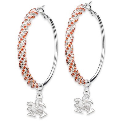 University of Miami Amped Logo Crystal Earrings UMF077ER-CR