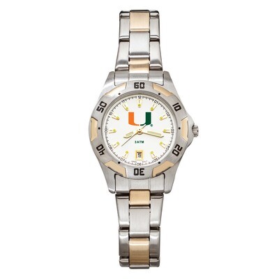 University of Miami All-Pro Women&#39;s Two-Tone Watch with Bracelet UMF154