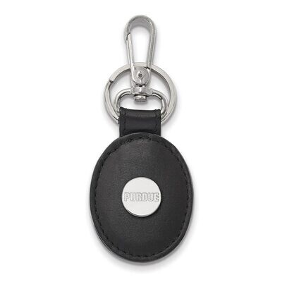 Purdue Black Leather Oval Key Chain Sterling Silver SS013PU-K1, MPN: SS013PU-K1, 886774696089