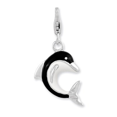 3-D Dolphin Charm Sterling Silver Enameled QCC911 by Amore La Vita, MPN: QCC911, 886774236223