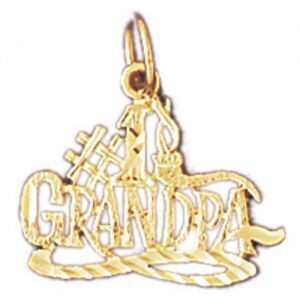 Dazzlers Jewelry Number One Grandpa Pendant Necklace Charm Bracelet in Yellow, White or Rose Gold 1…