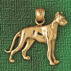 Dazzlers Jewelry Great Dane Dog Pendant Necklace Charm Bracelet in Yellow, White or Rose Gold 2145,…